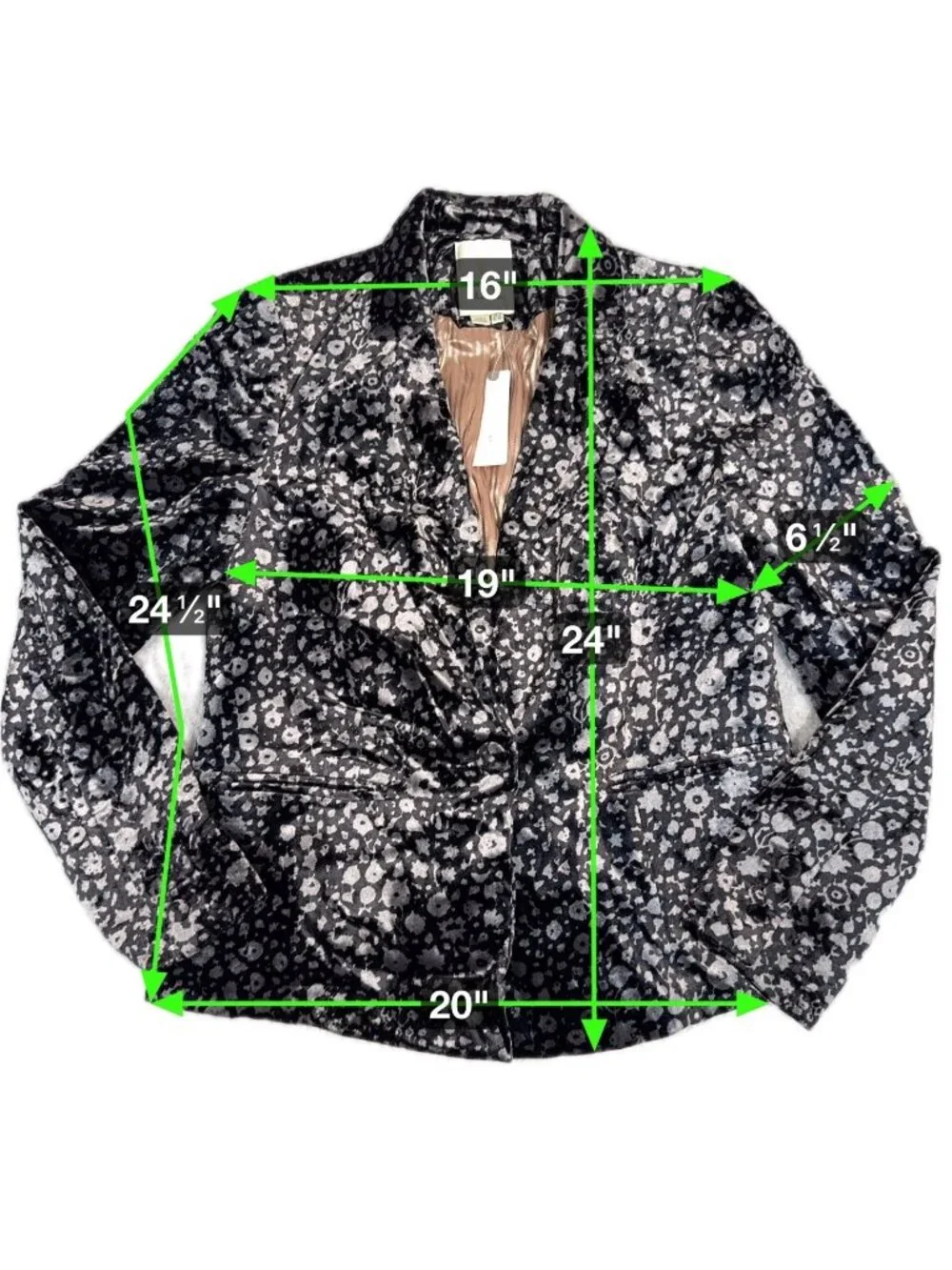 Anthropologie Elevenses Black Metallic Floral Velvet Blazer 6 Philippines Lined - Picture 5 of 12